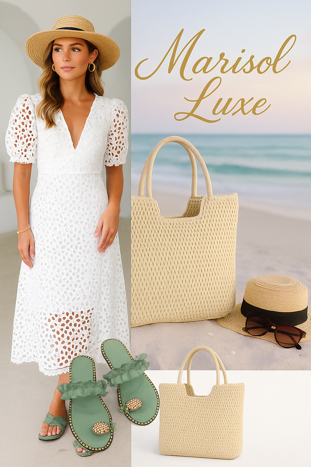 Lace Midi Dress V-Neck with Puff Sleeves