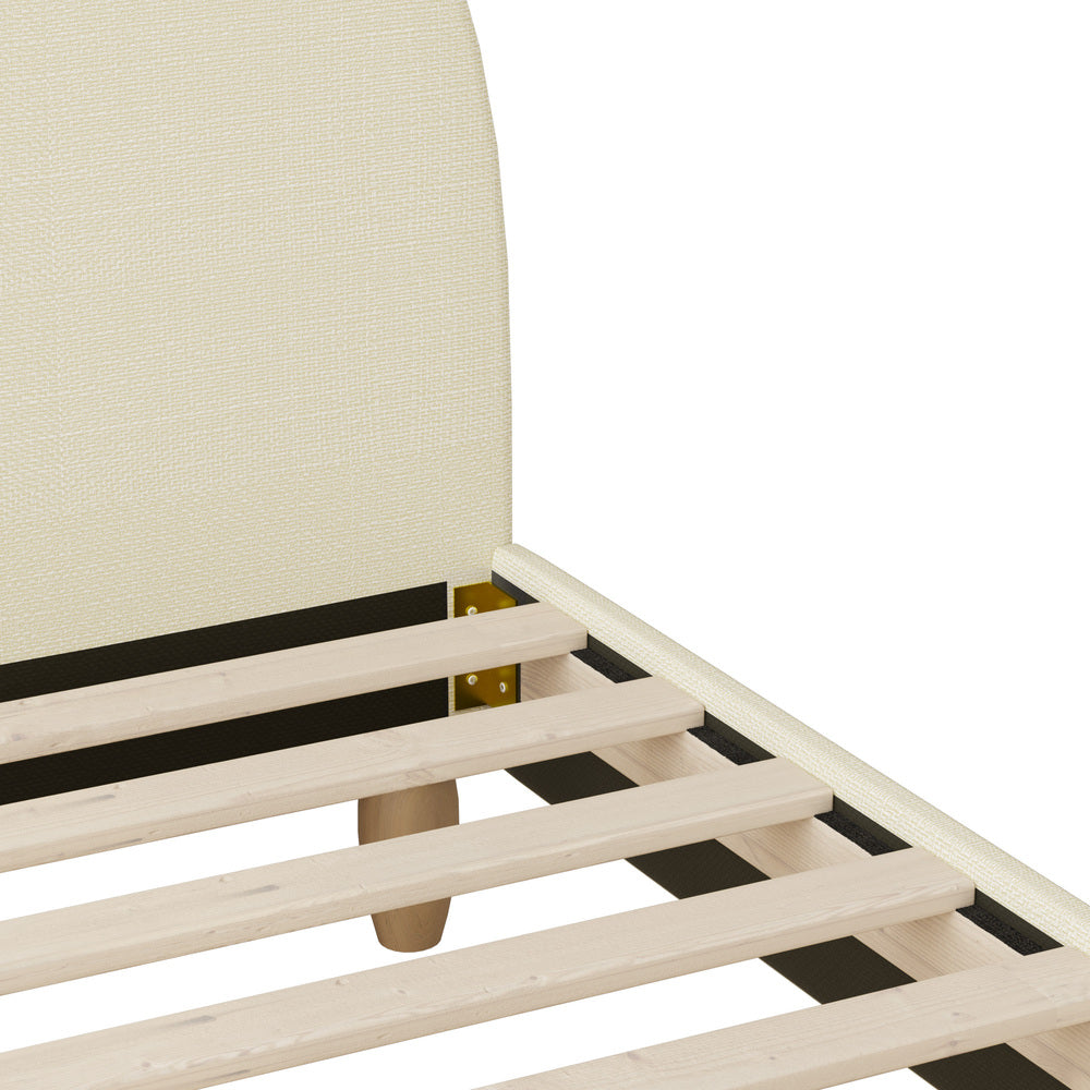 Single Size Bed Frame with Arched Bedhead in Beige