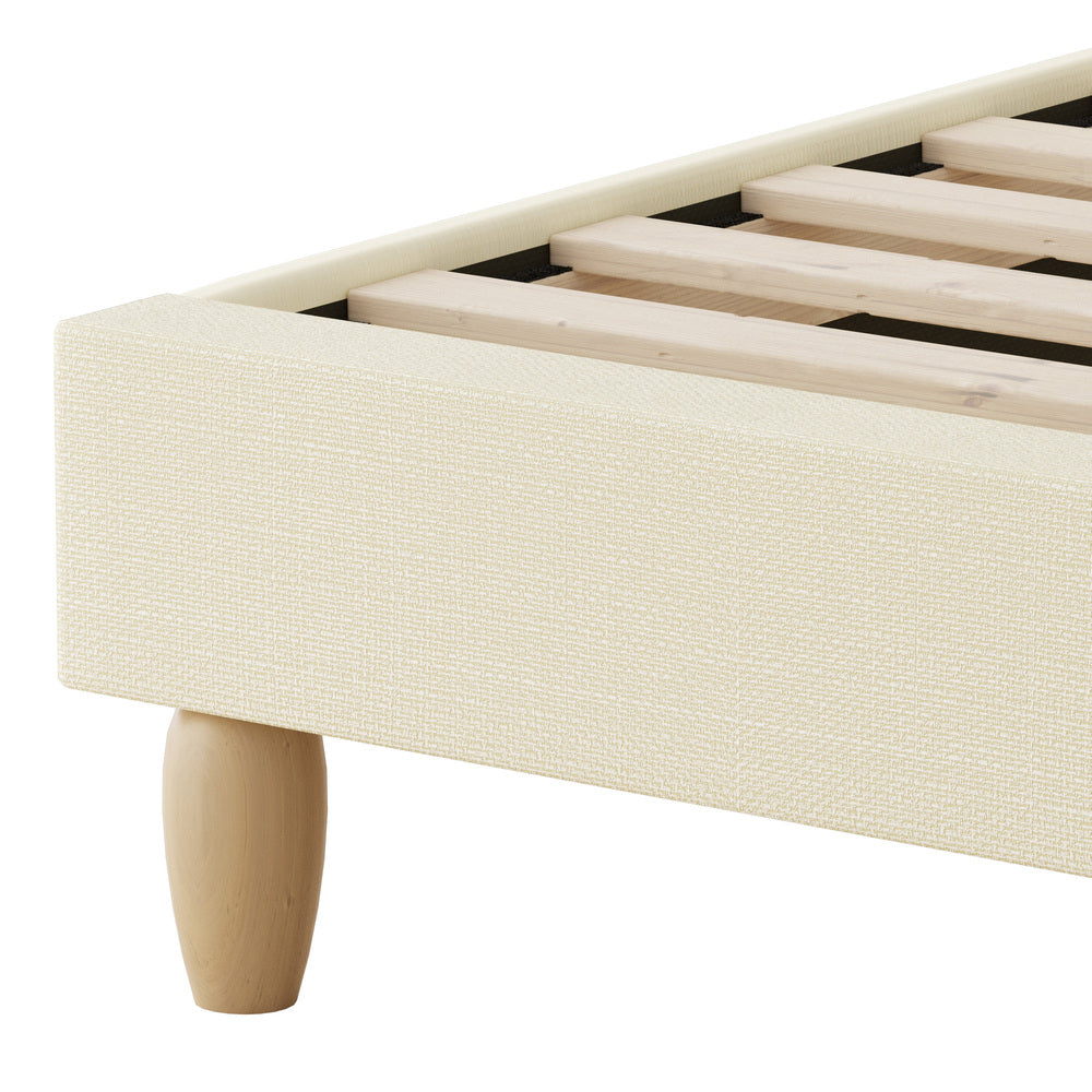 Single Size Bed Frame with Arched Bedhead in Beige
