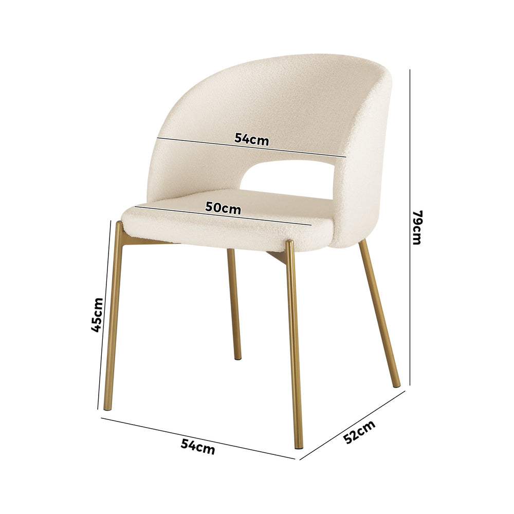 Set of 2 Sherpa Dining Chairs White and Gold