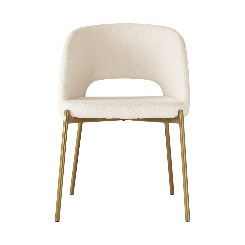 Set of 2 Sherpa Dining Chairs White and Gold