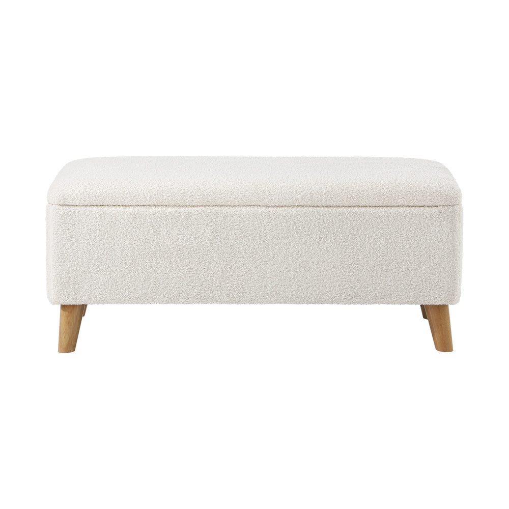 Sherpa Fabric Storage Ottoman White