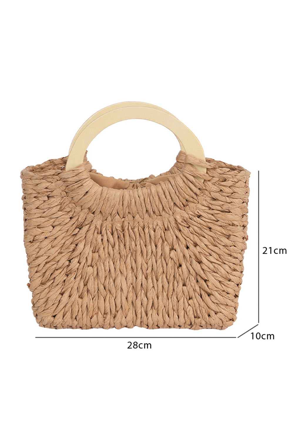 Camel Retro Straw Woven Tote Bag