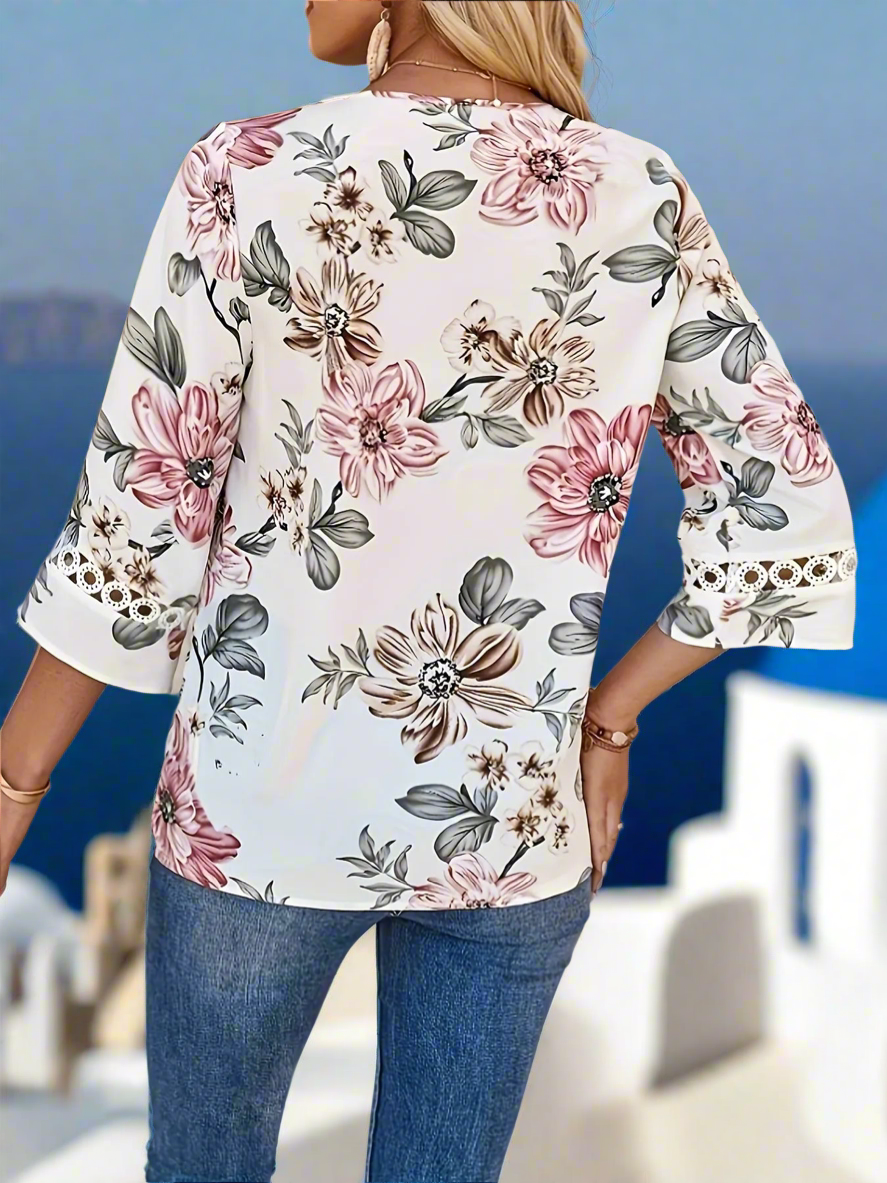 Floral Print V-Neck Blouse