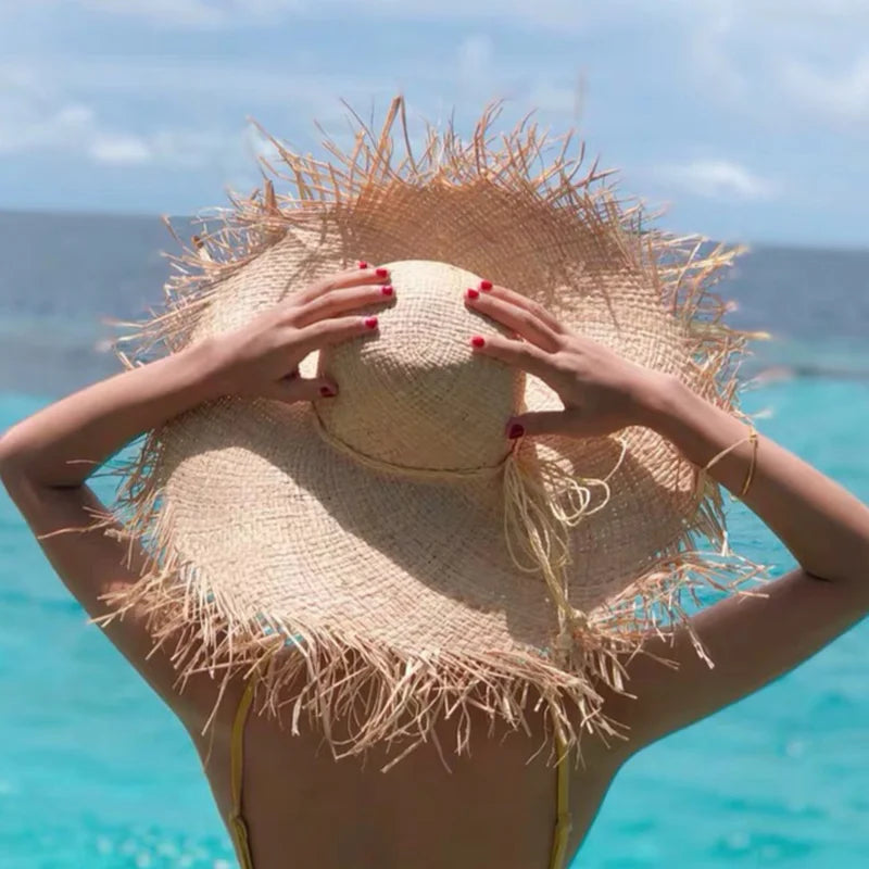 Natural Raffia Hat Hand Woven