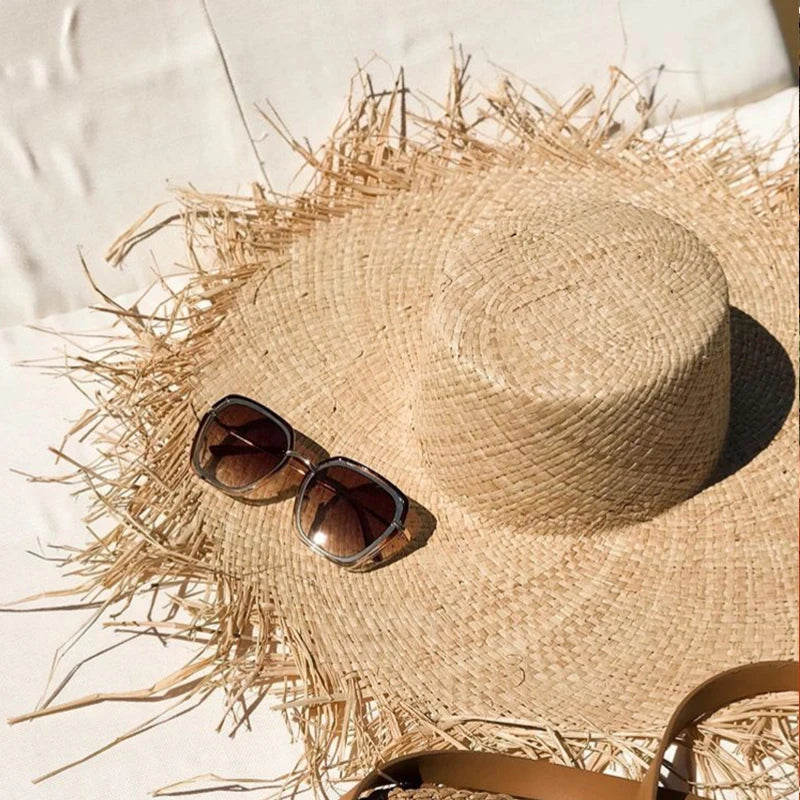 Natural Raffia Hat Hand Woven