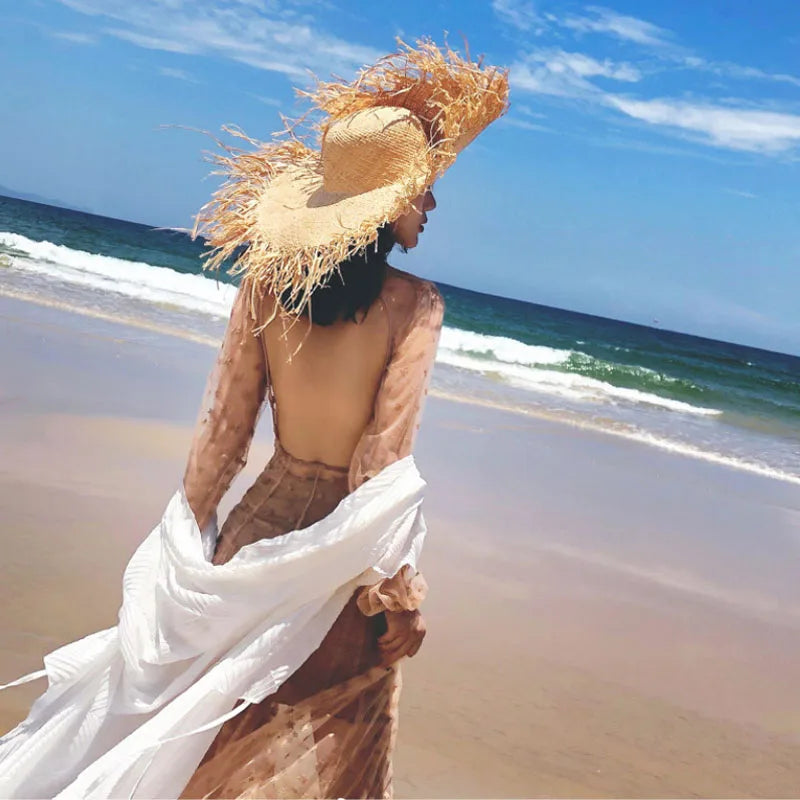 Natural Raffia Hat Hand Woven