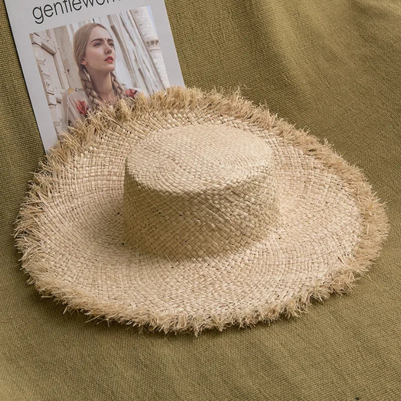 Natural Raffia Hat Hand Woven