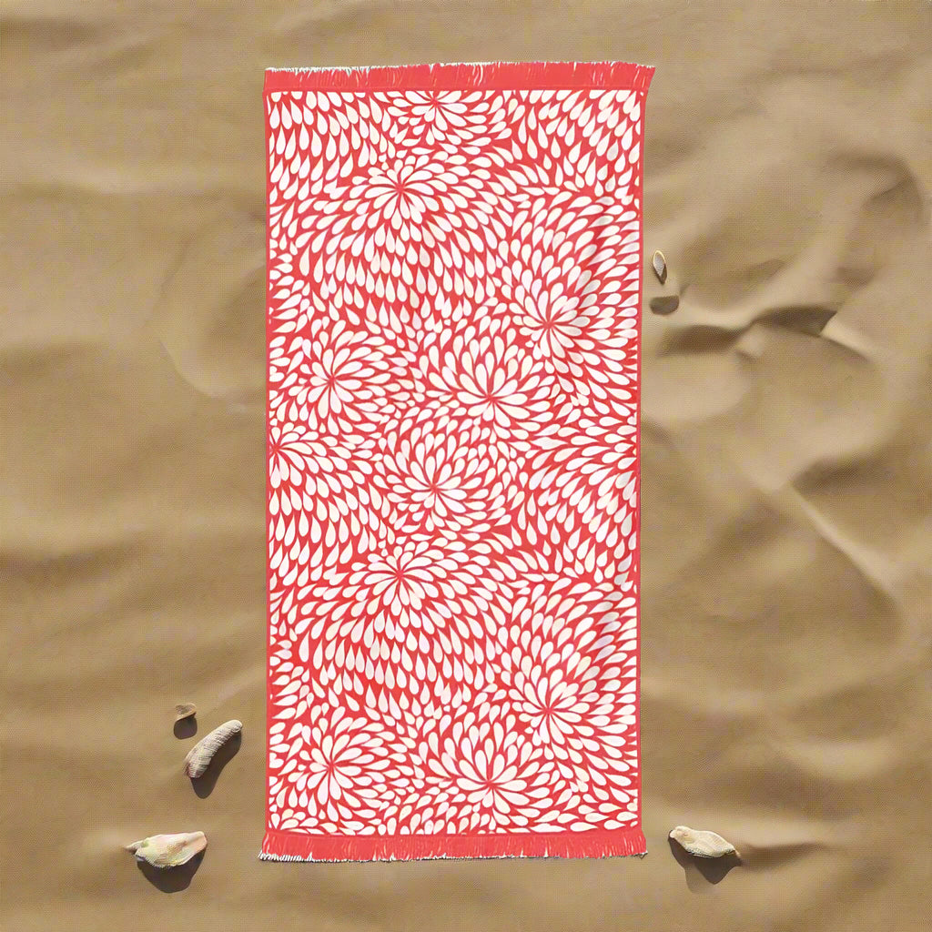 Red Tasselled Bath/Beach Towe