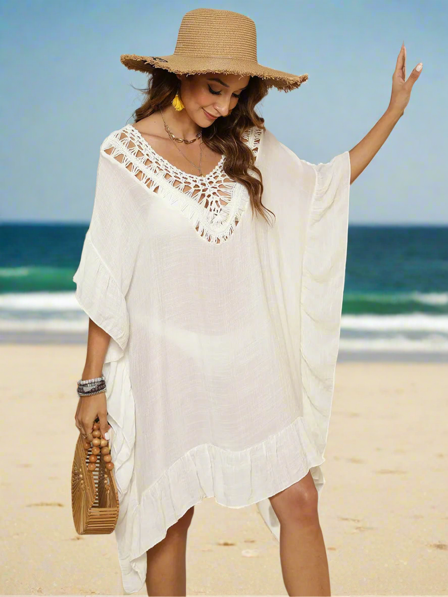 Half Sleeve Cover-Up with Ruffled Cut out - RCU-HALFSLEEVE-OS