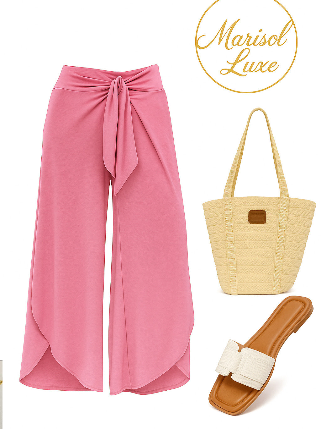 Tayla Knotted Waist Split Leg Relaxed Pants