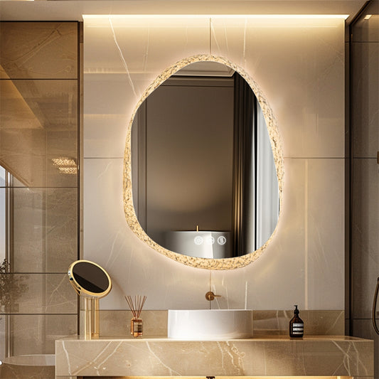 Unique Frameless Mirror LED Light Bathroom Mirror Wall Mounted Backlit Vanity Mirror Designed with Touch Sensors Dimmable Defog