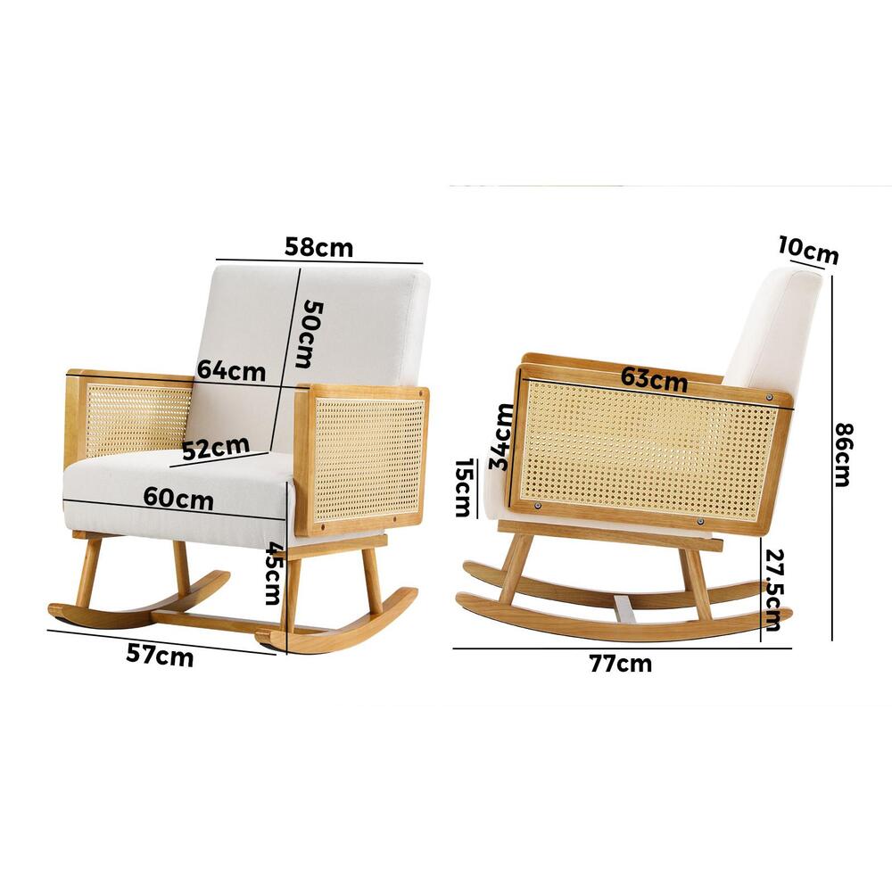 Beige PE Rattan Rocking Chair