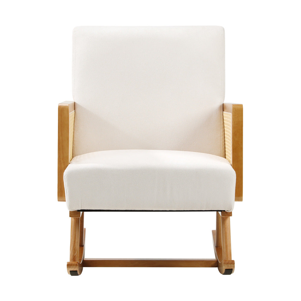 Beige PE Rattan Rocking Chair