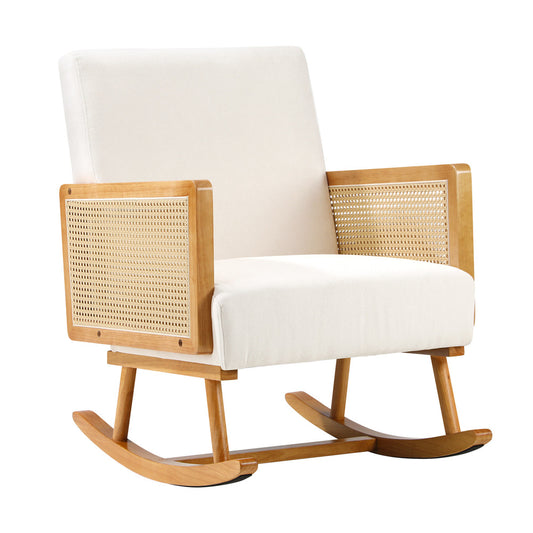 Beige PE Rattan Rocking Chair