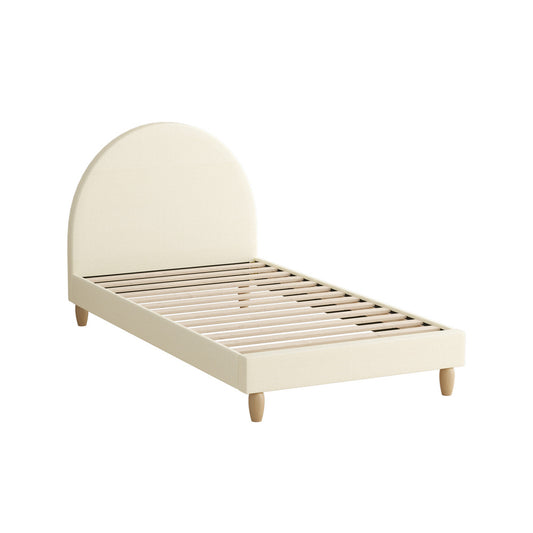 Single Size Bed Frame with Arched Bedhead in Beige