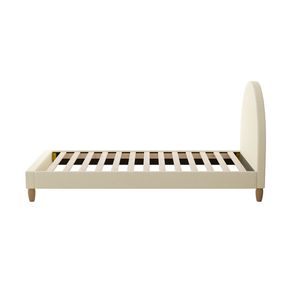 Single Size Bed Frame with Arched Bedhead in Beige