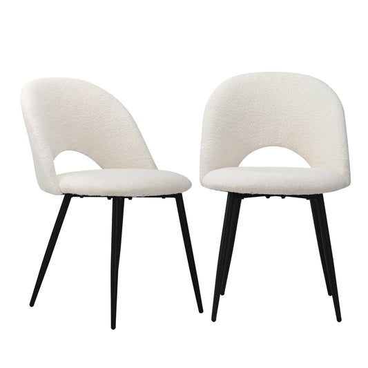 2pcs Dining Chairs Sherpa White