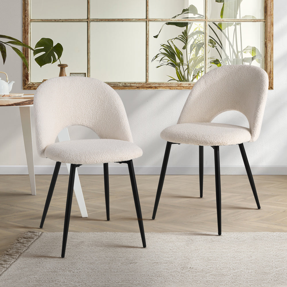 2pcs Dining Chairs Sherpa White