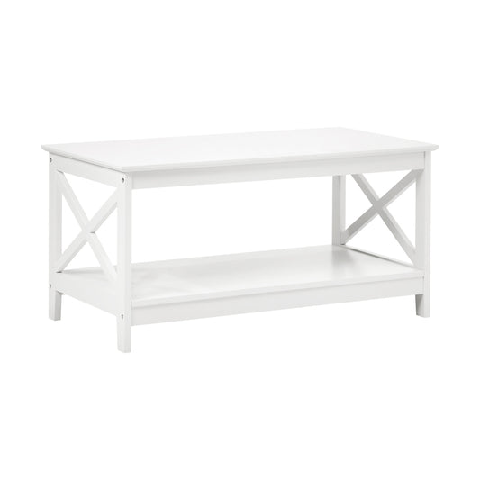 Coffee Table with Storage Rack 2-Tier White