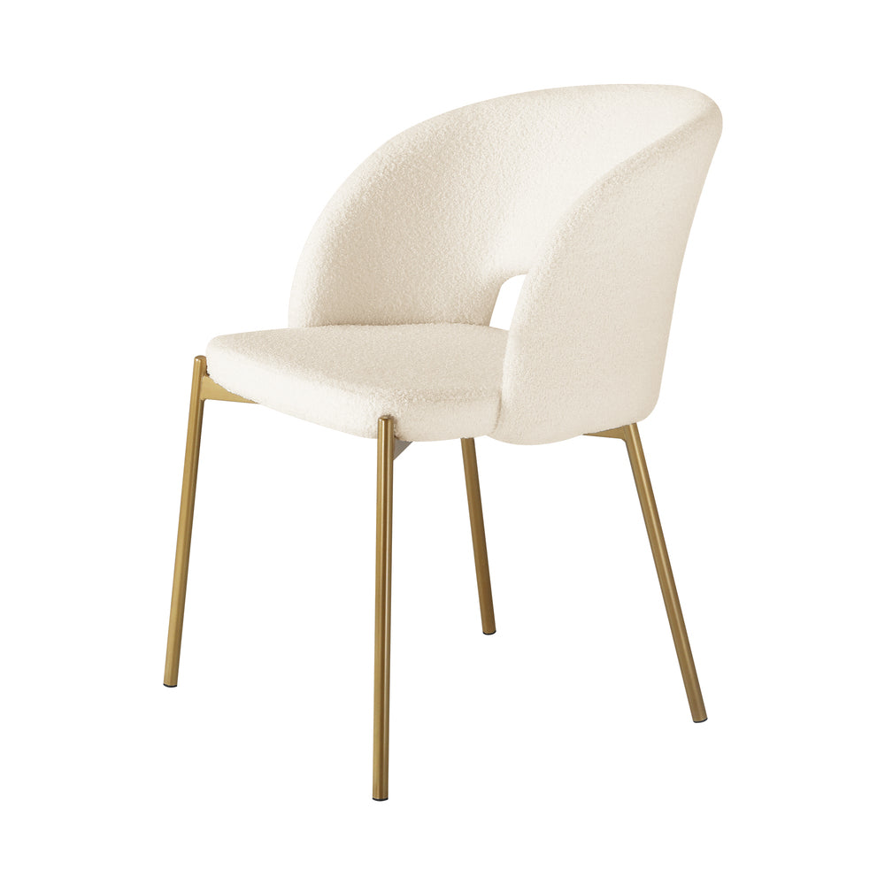 Set of 2 Sherpa Dining Chairs White and Gold