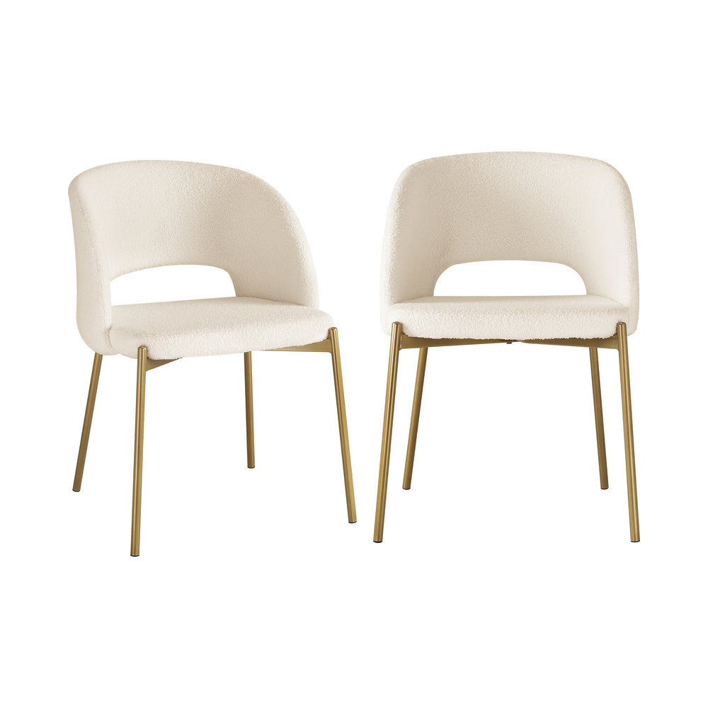 Set of 2 Sherpa Dining Chairs White and Gold