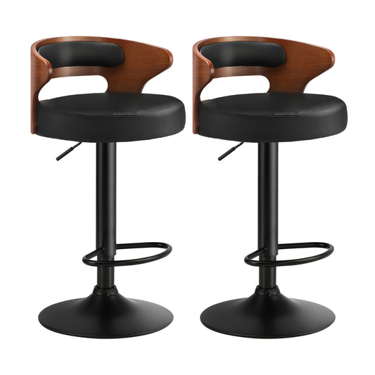 2 Bar Stools with Gas Lift and Swivel Black