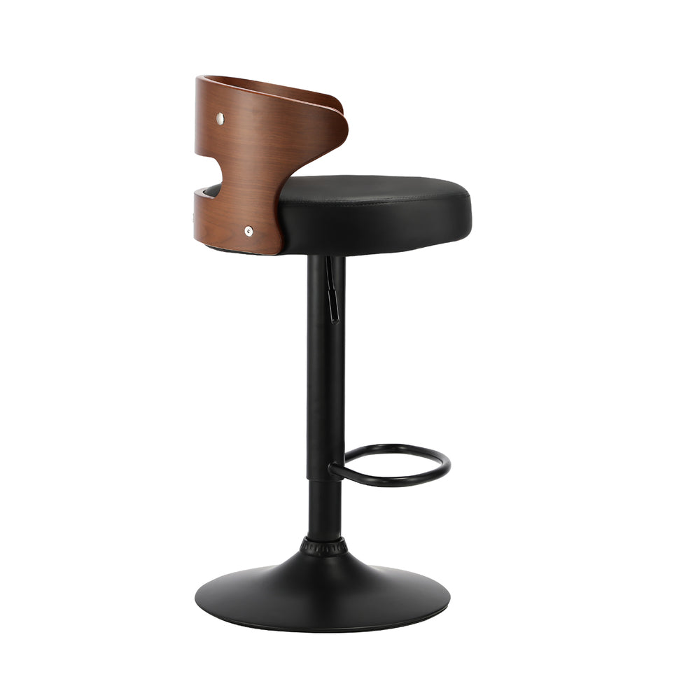 2 Bar Stools with Gas Lift and Swivel Black