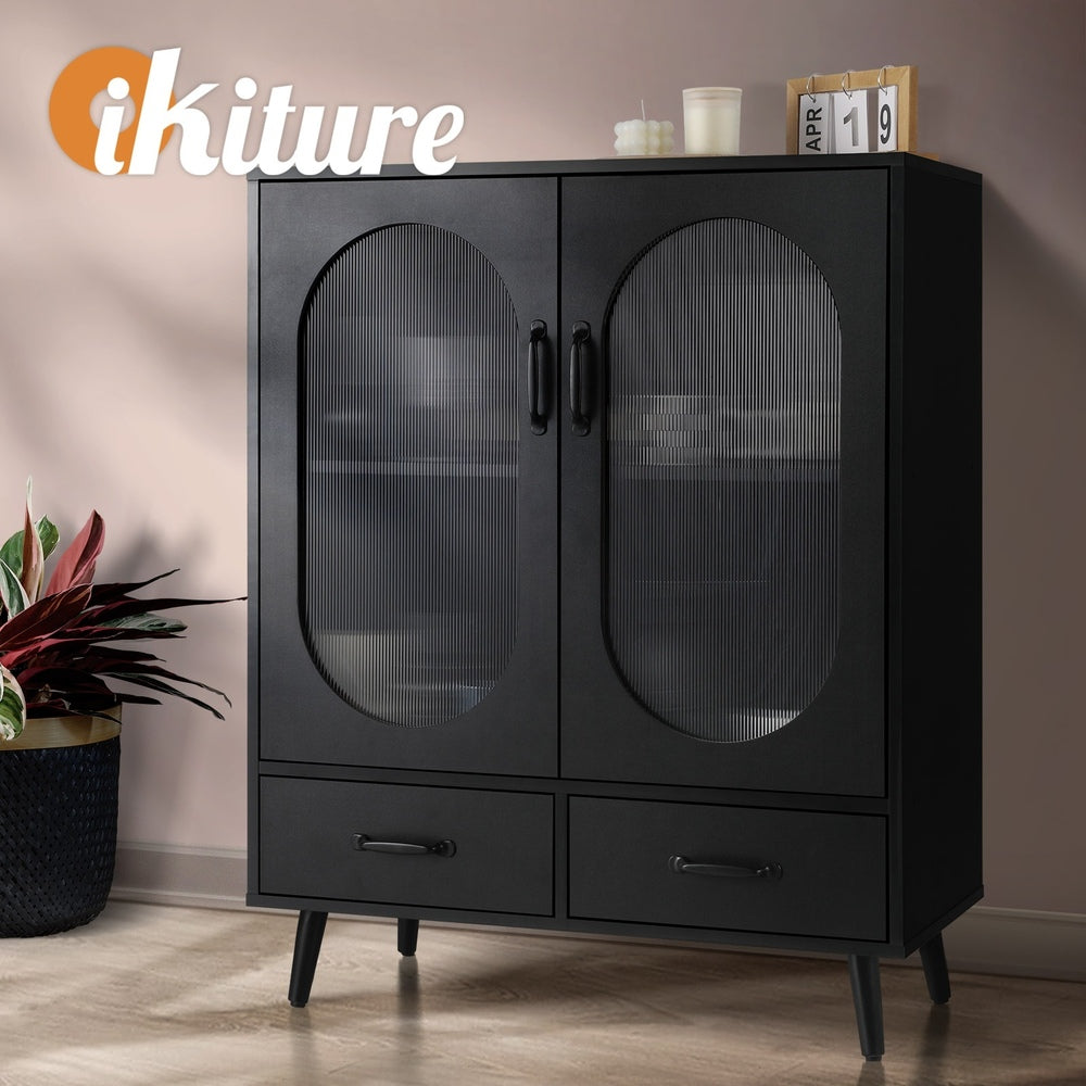 Sideboard with Pull Up Drawers and Glass Doors