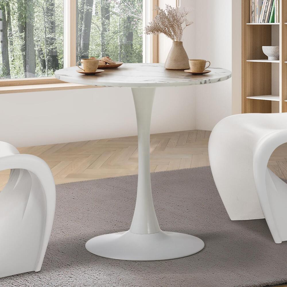 60 cm White Marble Dining Table Tulip Shape