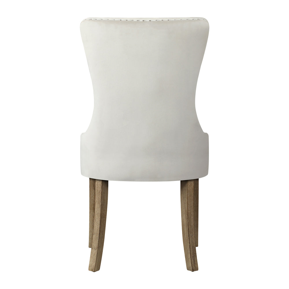 Set of 2 Velvet Dining Chairs French Tufted Beige
