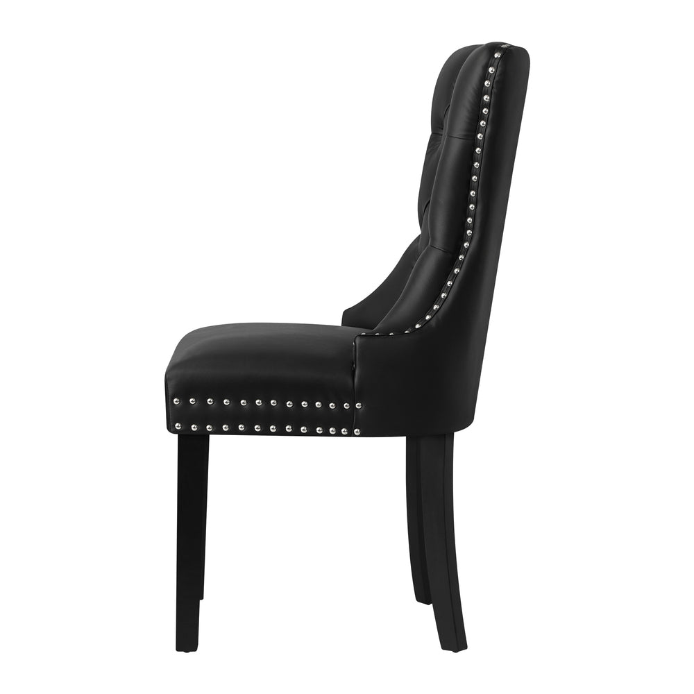Set of 2 Velvet Dining Chairs French Tufted Black