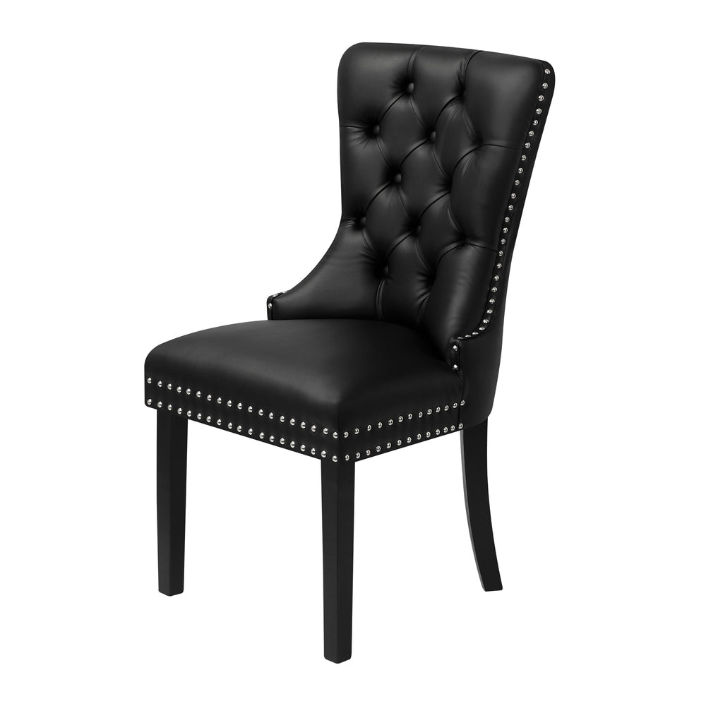 Set of 2 Velvet Dining Chairs French Tufted Black