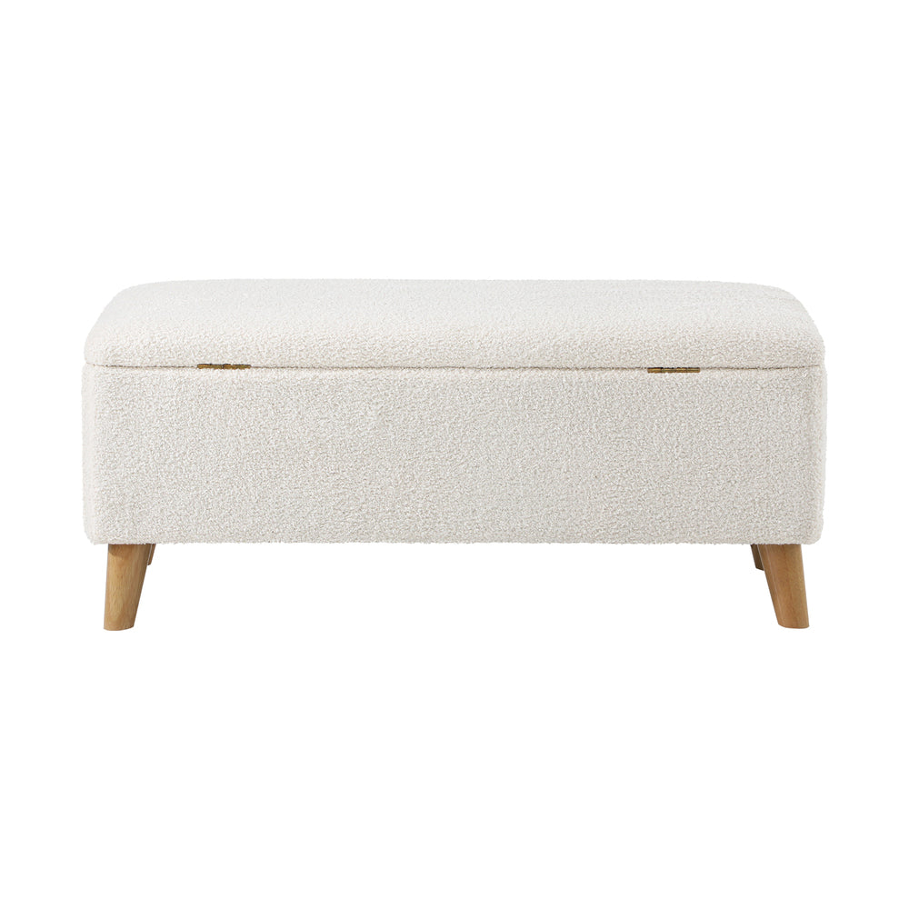Sherpa Fabric Storage Ottoman White