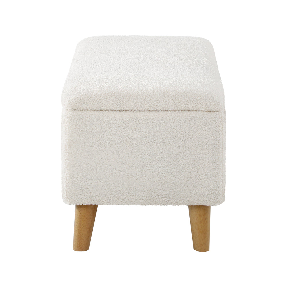 Sherpa Fabric Storage Ottoman White