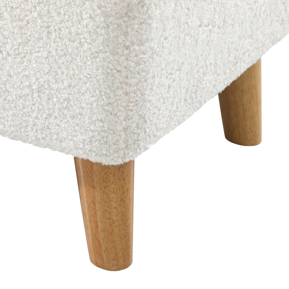 Sherpa Fabric Storage Ottoman White