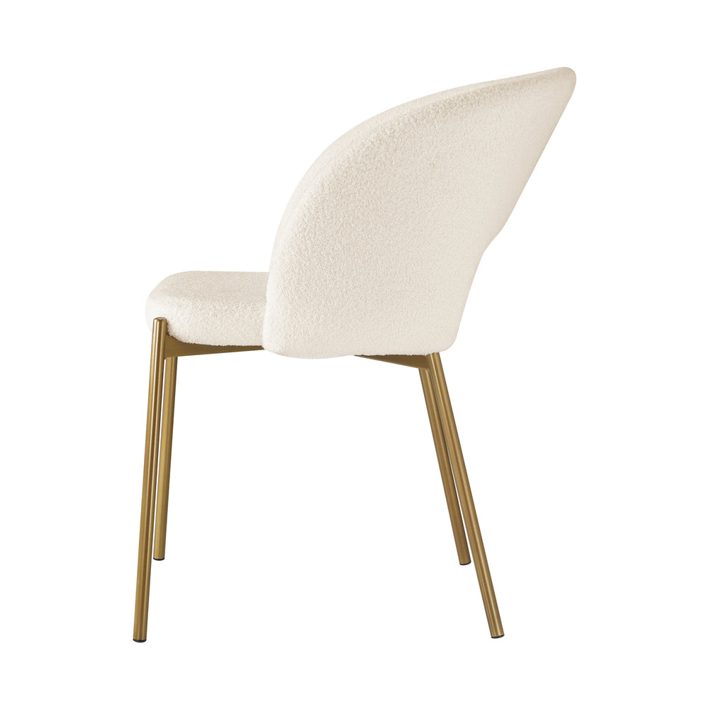 4PCS Armchair Dining Chairs Sherpa White and Gold