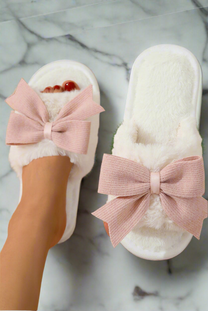Resort Bowknot Home Fluffy Slippers