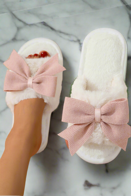 Resort Bowknot Home Fluffy Slippers
