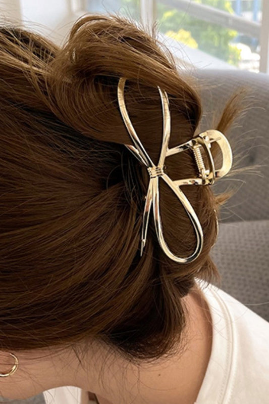 Bowknot Shape Metal Claw Clip in Gold