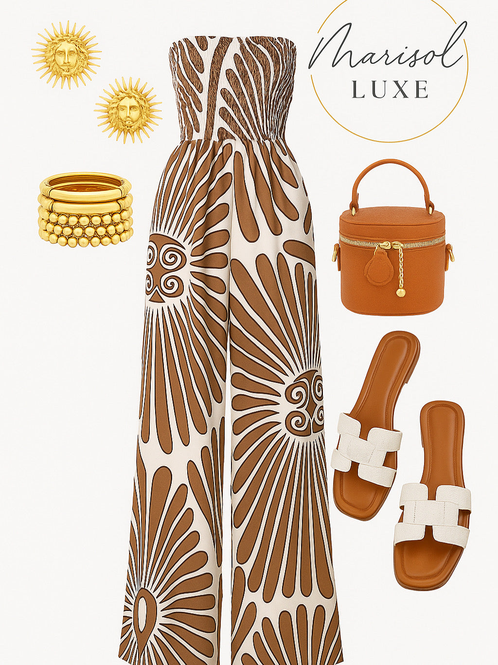 Jennifer - Stretch Wide Leg Smocked Jumpsuit