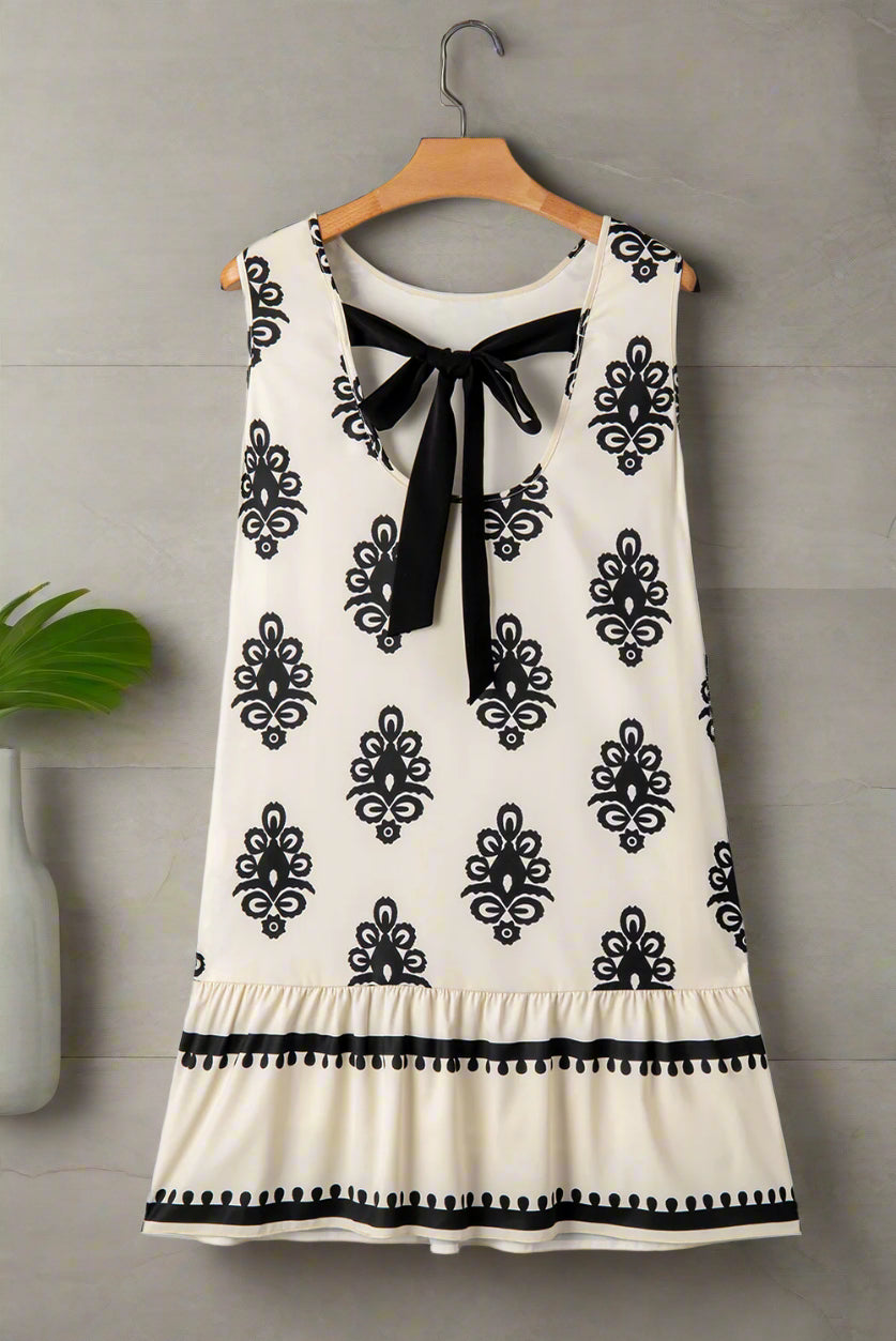 Sleeveless Hollowed Bowknot Back Mini Dress