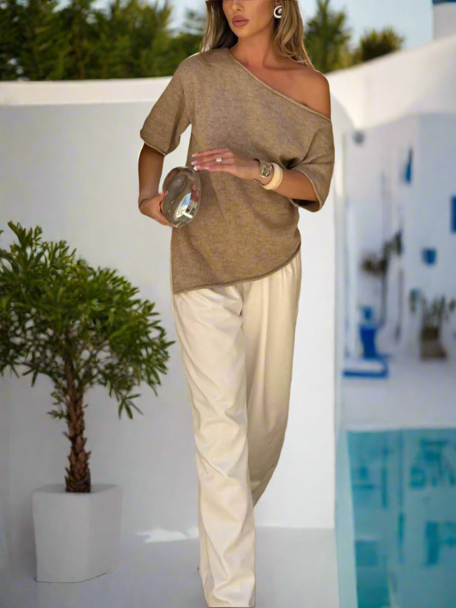 Patricia Blended One Shoulder Knit Top