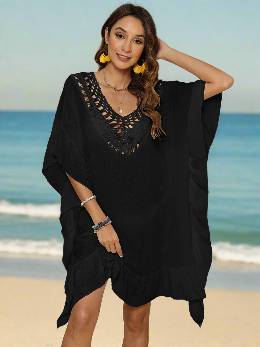Half Sleeve Cover-Up with Ruffled Cut out - RCU-HALFSLEEVE-OS