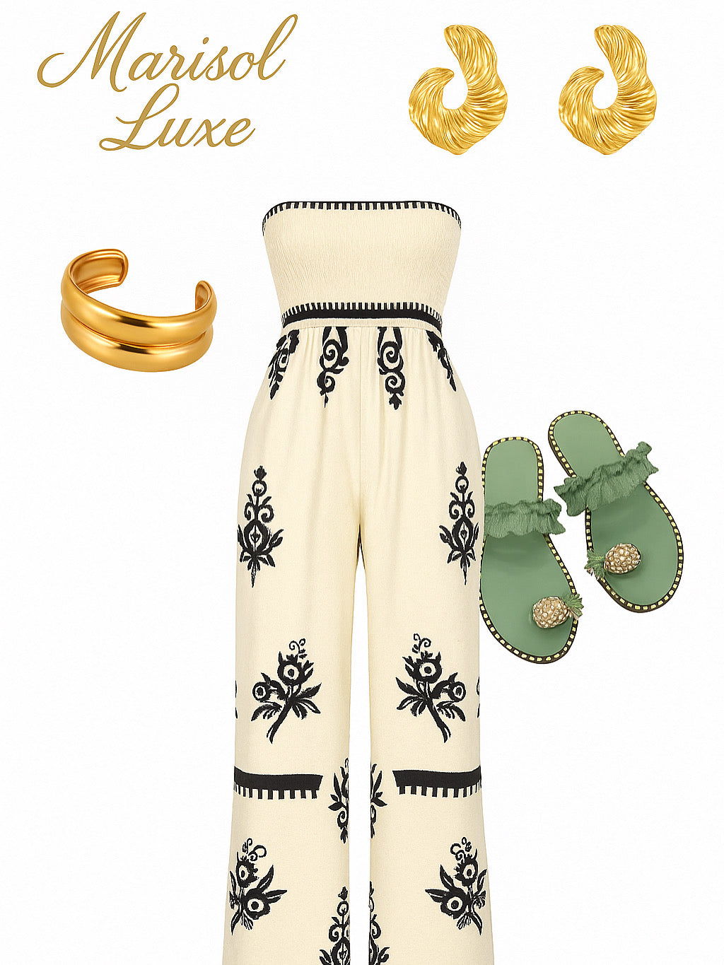 Kylie Wide Leg Jumpsuit Smocked