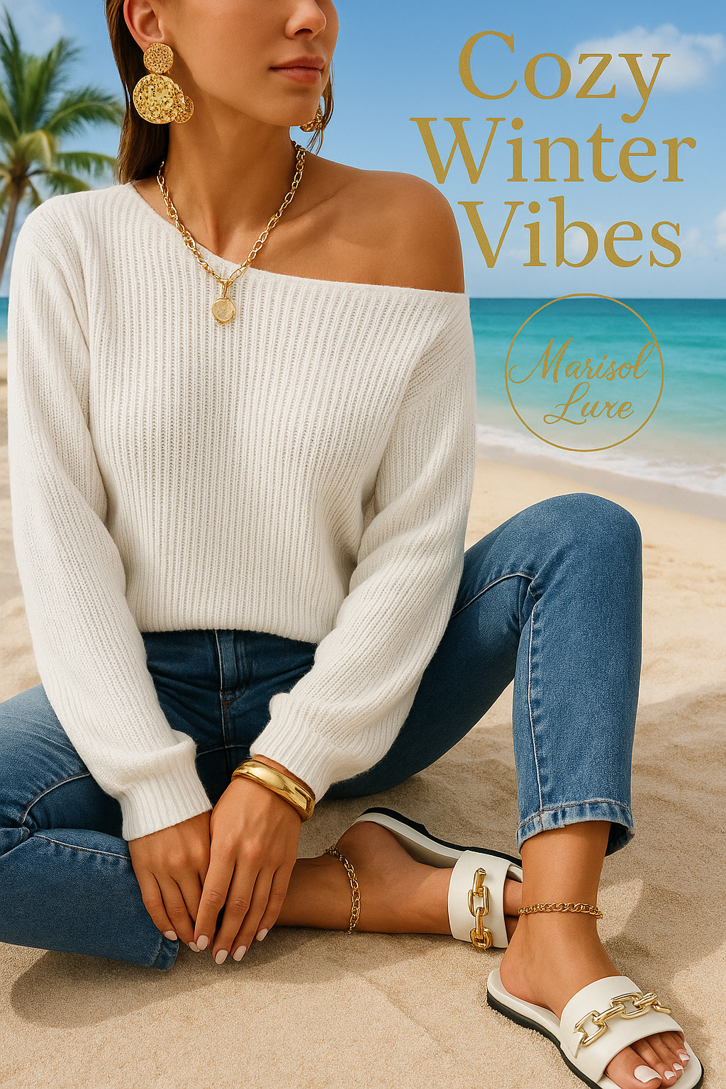 Honey Off the Shoulder Long Sleeve Sweater