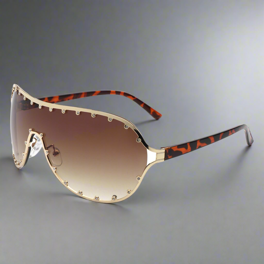 Evanesce - Oversized Aviator Rhinestone Design Women's Sunglasses