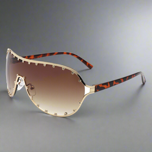 Evanesce - Oversized Aviator Rhinestone Design Women's Sunglasses