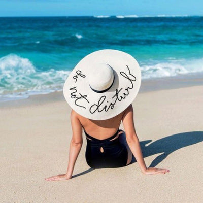 Sequined Embroidery Floral  wide Brim Straw Beach Hat