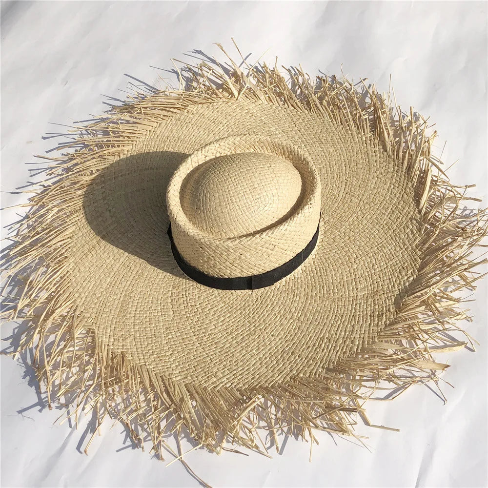 Natural Raffia Hat Hand Woven